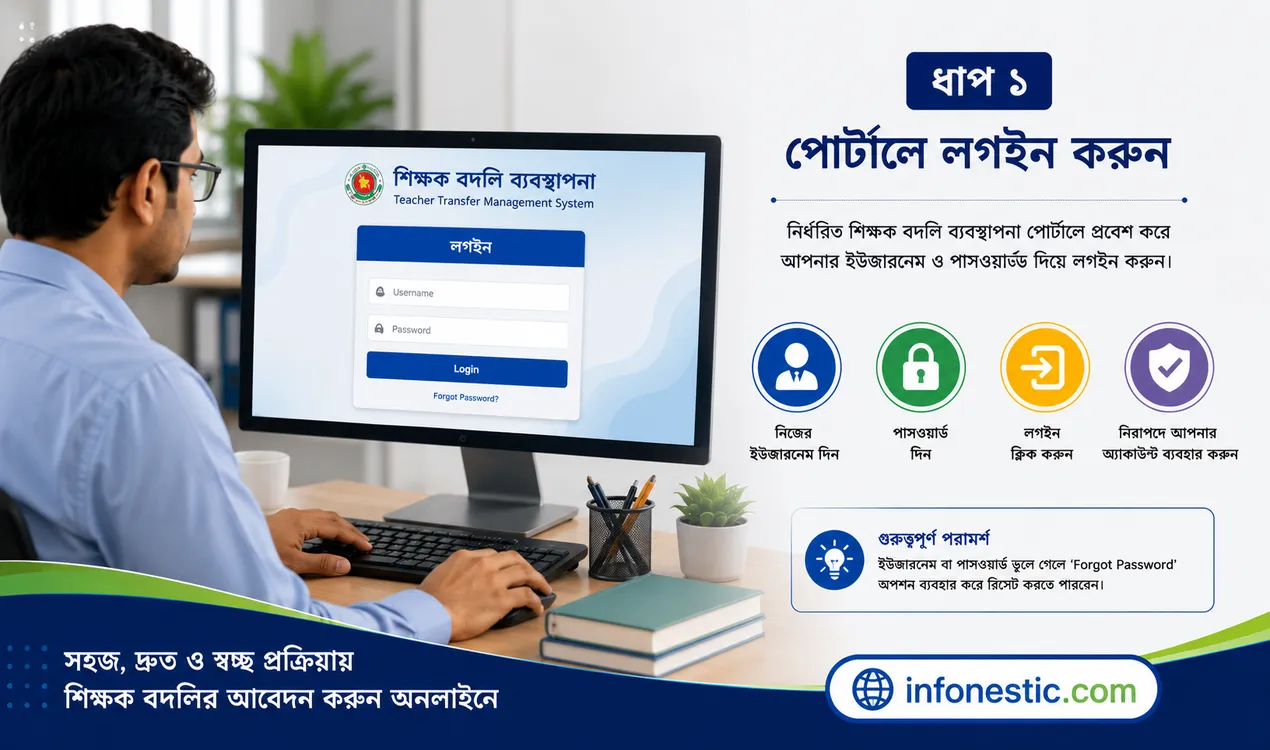 অনলাইনে শিক্ষক বদলি ব্যবস্থাপনা ২০২৬ পোর্টালে লগইন করুন